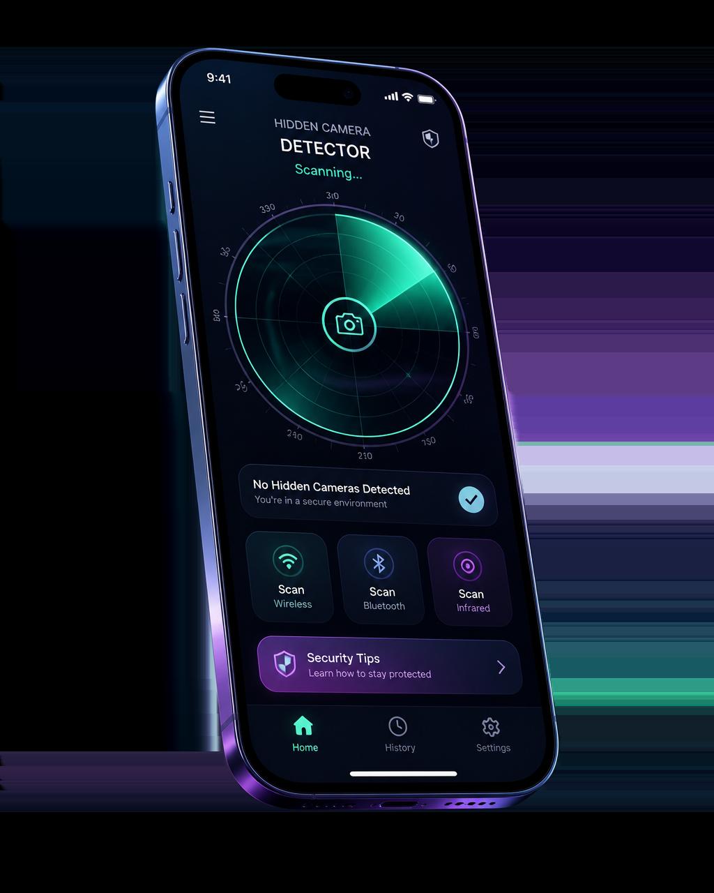 LensWise app scanning for hidden cameras on a phone